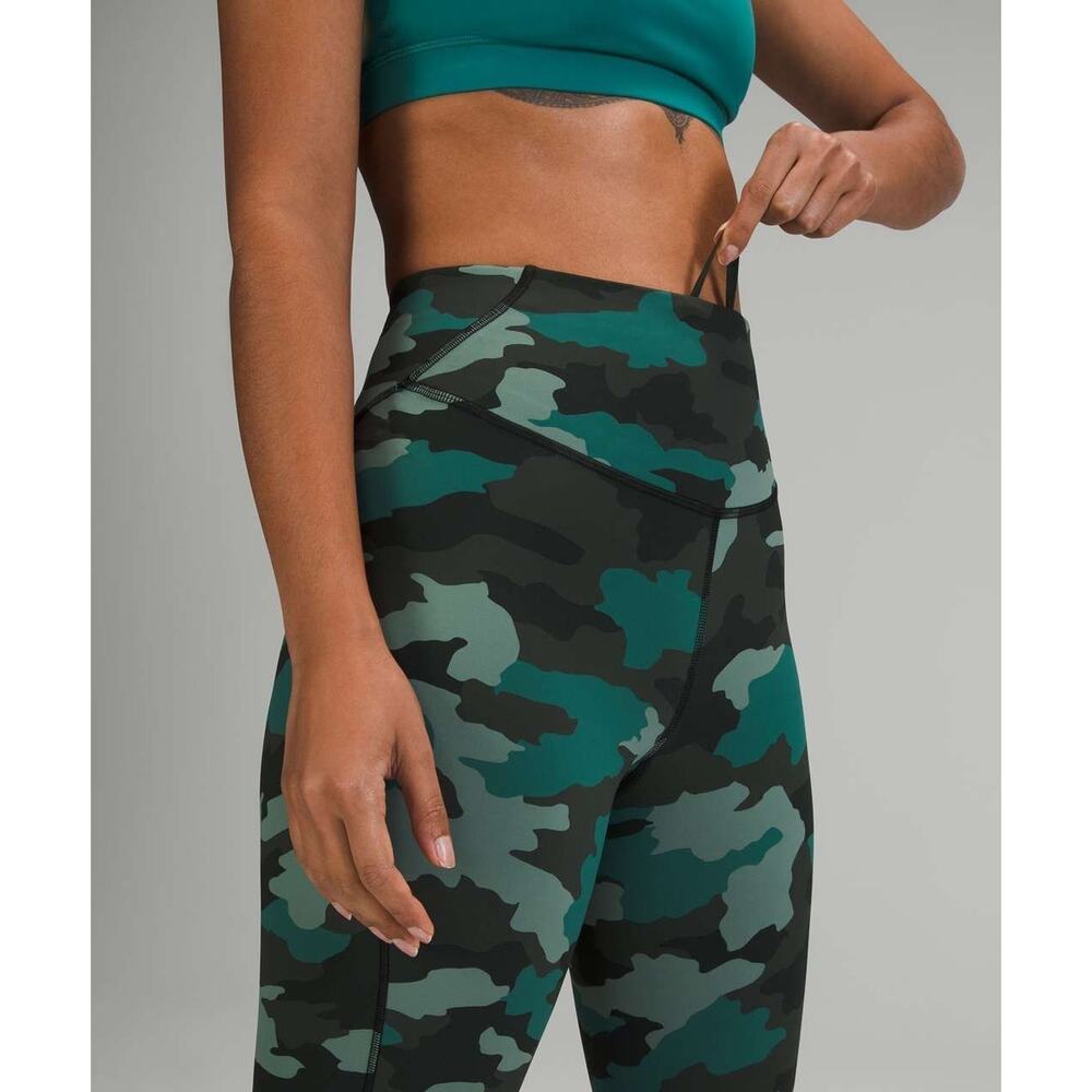 Lululemon Base Pace HR Running Tight 25" Heritage 365 Camo Tidewater Teal Size 2